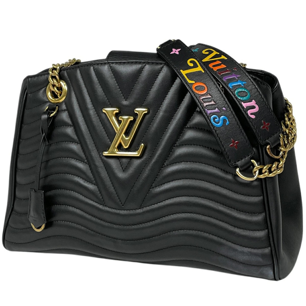 Louis Vuitton New Wave Chain Tote Shoulder Bag Leather Noir Black